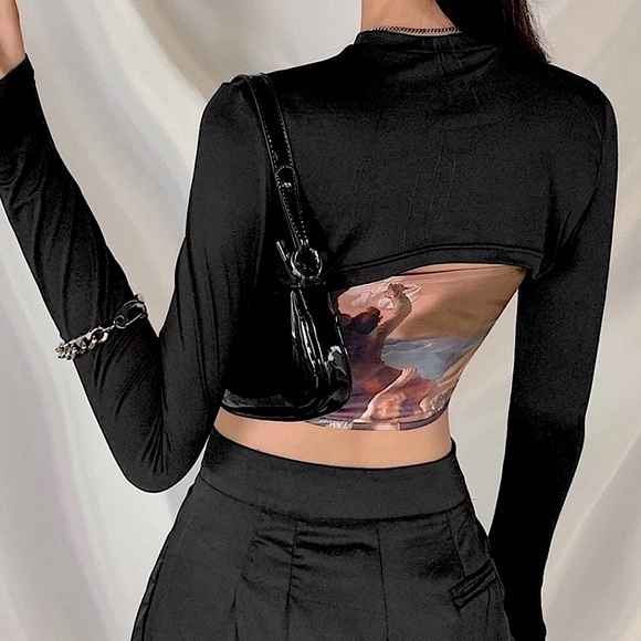 2 Piece Renaissance print top & long sleeve mesh top - Picture 4 of 12